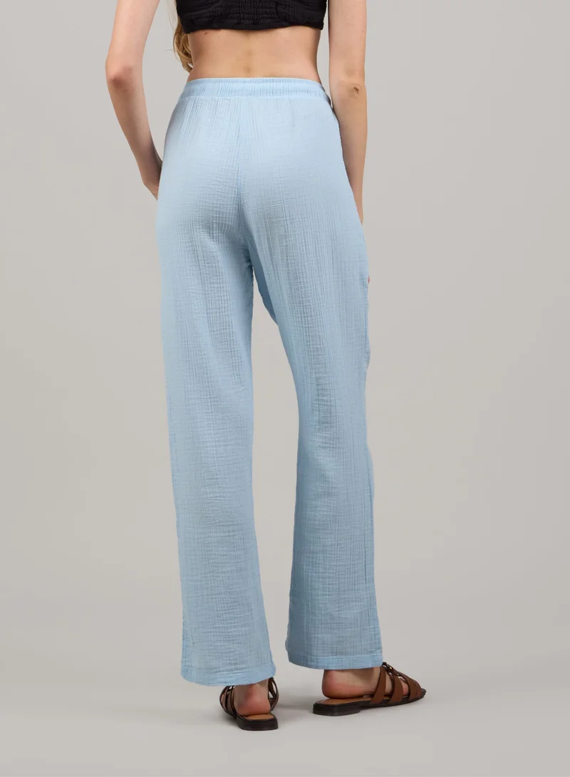 Just Nature light blue Relaxed Straight-Leg Trousers for Women | Best Price UAE